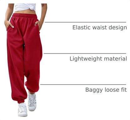 Cozy High-Waisted Fleece Cotton Sweatpants for Women - Ultimate Comfort and Style