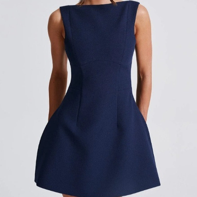 Alluring Backless Summer Dress - Sleek Sleeveless Short Style