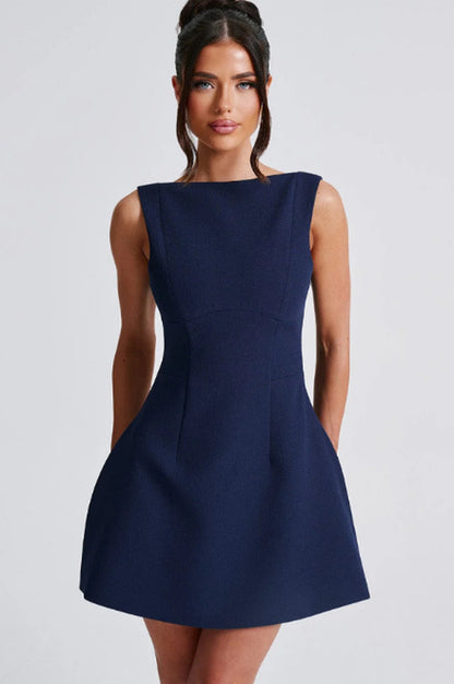 Alluring Backless Summer Dress - Sleek Sleeveless Short Style