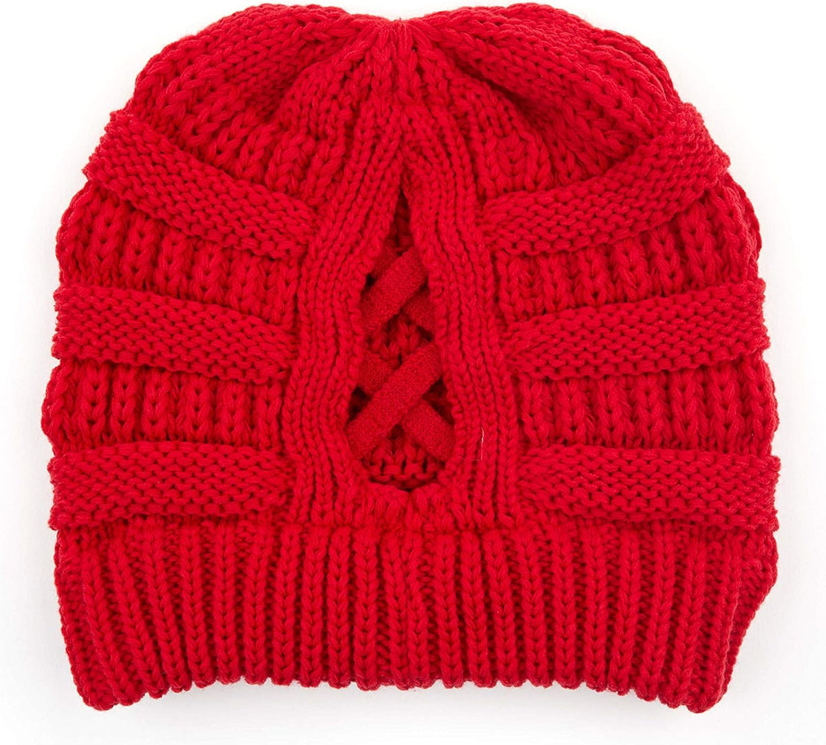 Cozy Cable Knit Messy Bun Beanie for Women - Soft Stretch Winter Hat (MB-20A)