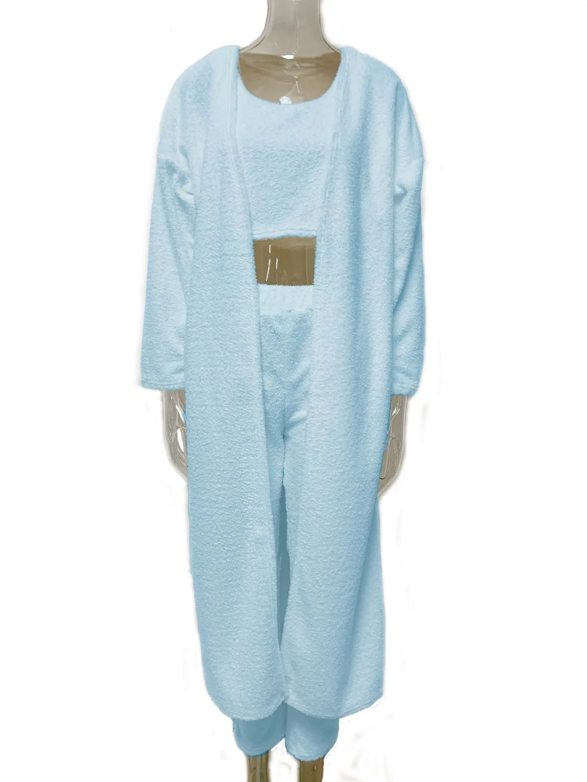 Cozy 3-Piece Fall Winter Women's Fleece Pajama Set with Robe - Soft Lounge Wear for Ultimate Comfort