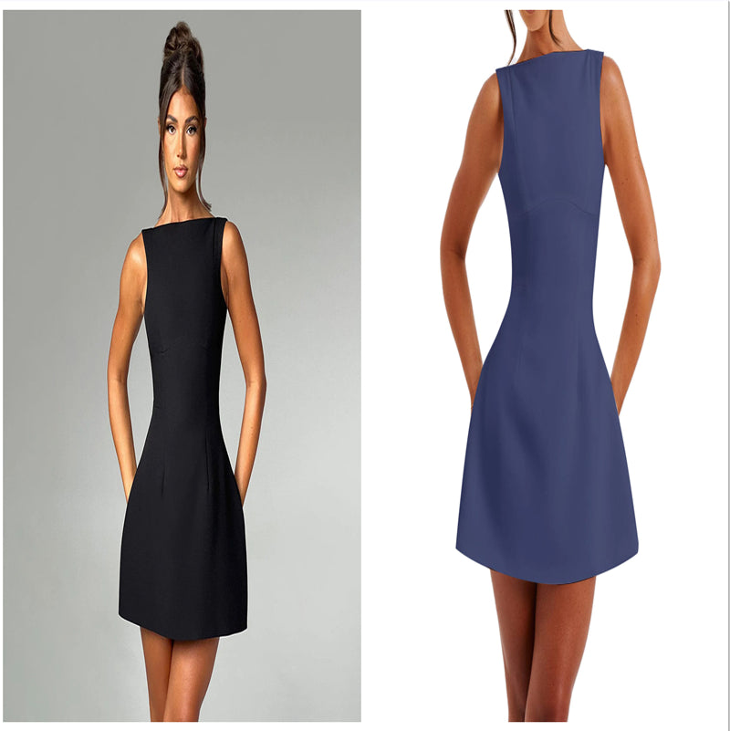 Alluring Backless Summer Dress - Sleek Sleeveless Short Style