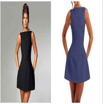 Alluring Backless Summer Dress - Sleek Sleeveless Short Style