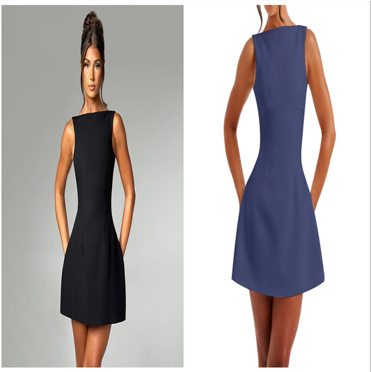 Alluring Backless Summer Dress - Sleek Sleeveless Short Style