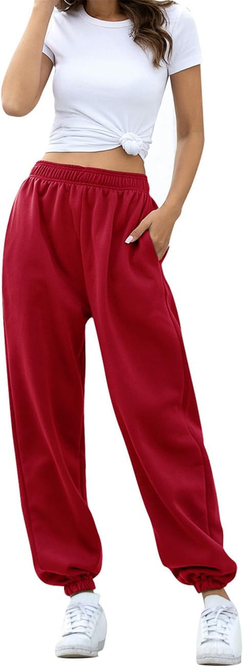 Cozy High-Waisted Fleece Cotton Sweatpants for Women - Ultimate Comfort and Style