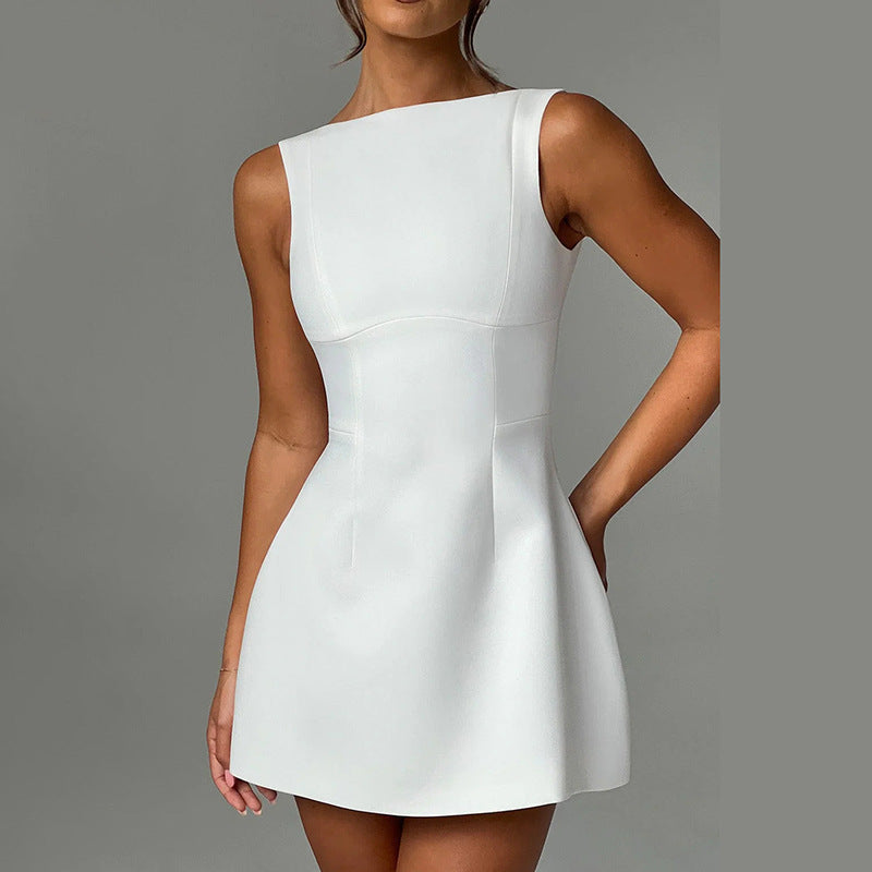 Alluring Backless Summer Dress - Sleek Sleeveless Short Style