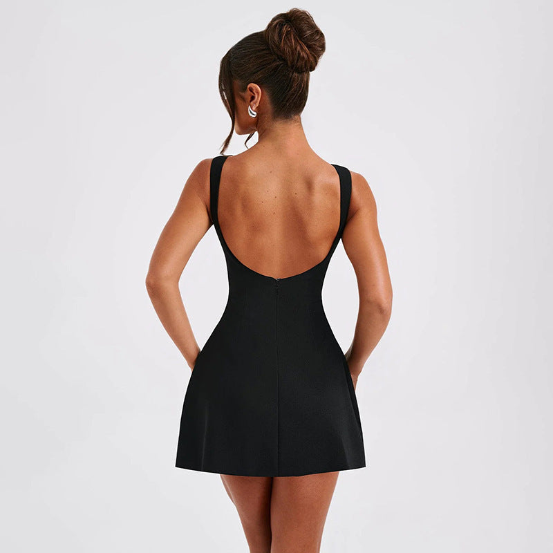 Alluring Backless Summer Dress - Sleek Sleeveless Short Style