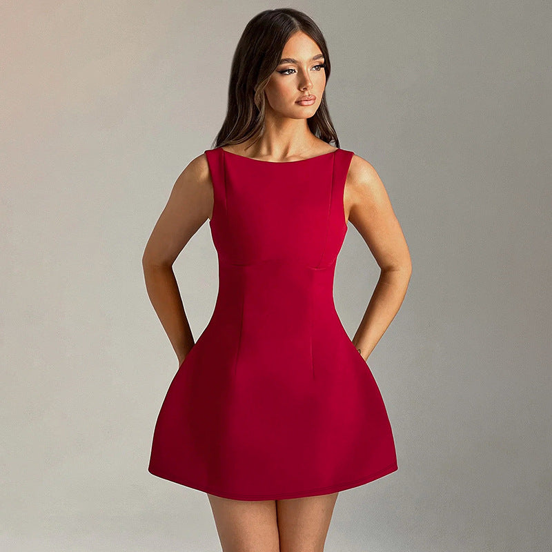 Alluring Backless Summer Dress - Sleek Sleeveless Short Style